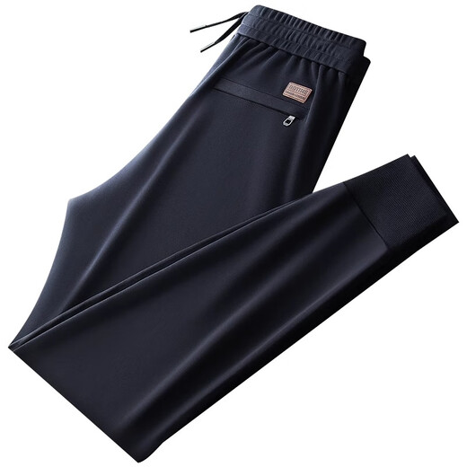 JEEP high-end pure cotton leggings casual pants for men, autumn and winter loose sports pants, men's velvet thickened long pants, dark blue, spring and autumn XL recommended 140-155 Jin Jin equals 0.5 kg