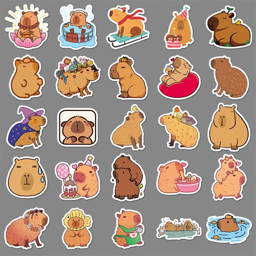 100 Capybara niedliche Tieraufkleber Cartoon DIY Handbuch Material Laptop Gepäck Guka Aufkleber wasserdichte selbstklebende DIY-Material 50 Capybara-1047 4-5cm