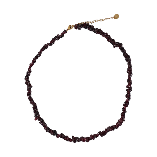 Baozha dark red garnet necklace 2024 new natural stone beaded sweater chain new Chinese style retro clavicle chain dark red necklace about 40cm+5.5cm