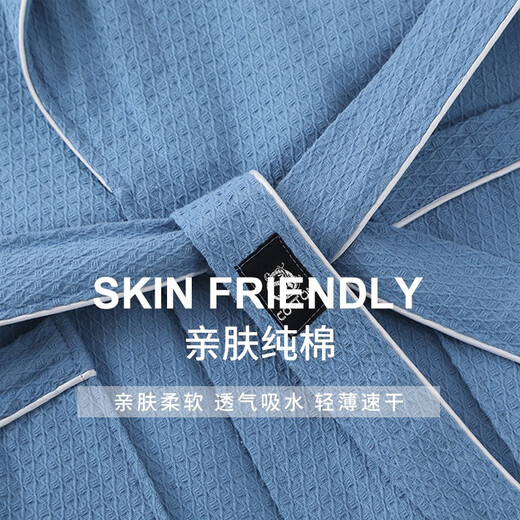 bebedog pure cotton waffle bathrobe medium-length yukata for women in spring, summer and autumn short-sleeved men's pajamas lapel couples home clothes white (for both men and women) L [170-180CM, 130-180Jin[Jin equals 0.5 kg]]