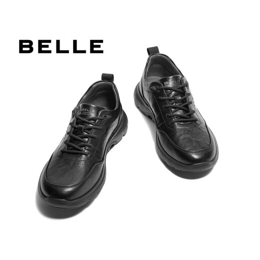 BELLE BELLE Belle Group Shoes Men's Shoes 2024 Outdoor Casual Walking Shoes Men's Comfortable Thick-soled Dad Shoes Business Sports Shoes Black 42