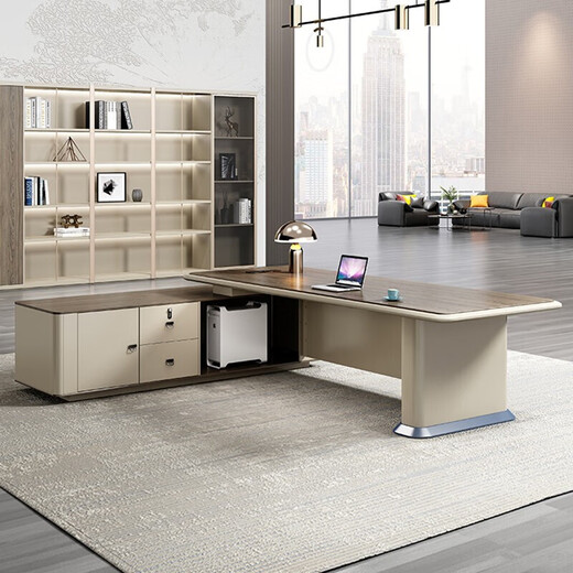 An Meicheng Furniture Boss Desk Office Light Luxurious President Desk Simple Manager Desk and Chair Set 2.4m Boss Desk + Boss Chair + 2.4 File Cabinet