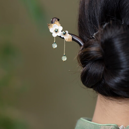 Kamalun (KAMALUN) ebony hairpin, ancient style hairpin, tassel step rocking hairpin, elegant Hanfu headdress, Chinese style hairpin, gift to girlfriend, bamboo rhyme branch hairpin + brand gift box