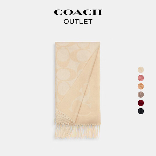 COACH New Year's Gift Outlet Unisex Classic Logo Large Size Scarf Outdoor Warm Gift Chalk White