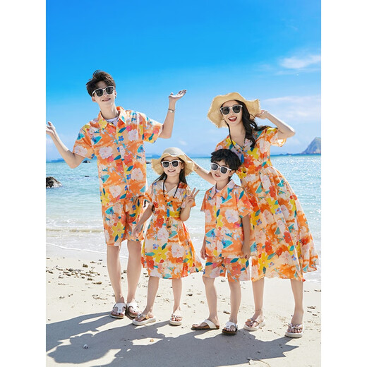 Zhaolu Hainan Island Clothing Parent-child Clothes Summer Beach Seaside Travel Sanya Hawaii Travel Wear Vacation Suit Beach Skirt 2XL