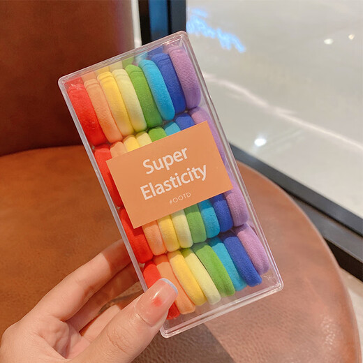 Mengyi Children's Hair Tie High Ponytail Hair Tie Hair Tie Girls Durable High Elasticity Rubber Band Little Girl Leather Case Light Pink Color 32 Pieces (About 3.5cm in Diameter)