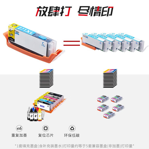 荣威耗材兼容佳能IX6580 MG6280 6180 IP4880 4980 6500打印机填充墨盒 826Y 黄色墨盒