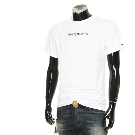 Tommy Hilfiger Jeans/Tommy Hilfiger Herren-T-Shirt, modisch, lässig, kurzärmelig, Rundhalsausschnitt, DM0DM14984, Weiß, YBR, XL
