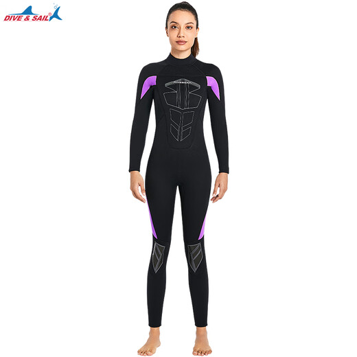 DIVE&SAIL Professional Diving Suit for Men One-piece Wetsuit for Women 3mm Deep Snorkeling Surfing Free Diving Warm European Version Large Size Cold Protection Men's Style - Black D330141M-EU L