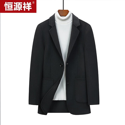 Hengyuanxiang double-sided wool coat men's autumn and winter middle-aged men's casual wool coat coat deep khaki 180