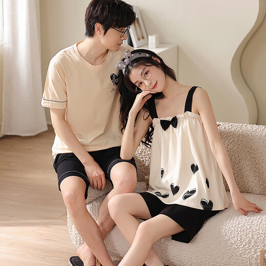 Vom Herzen reines Baumwollpaar Pyjamas für Frauen im Sommer kurzärmelige Heimkleidung für Männer im Sommer im Sommer koreanischer Stil lässige Heimkleidung Set O 9902 M Frauen [High 150-160 Gewicht 80-100 Jin [Jin gleich 0,5 kg]]