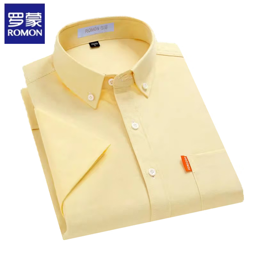 Romon Summer Men's White Shirt Short Short Cotton Pure Coton Oxford Spinning Business décontracté en coton THILLE JAUNE MIME MISE COLLE 681 GRY BLUE-ML-SHORT-SHEEVE 2XL 135-145JIN [Jin est égal à 0,5 kg]