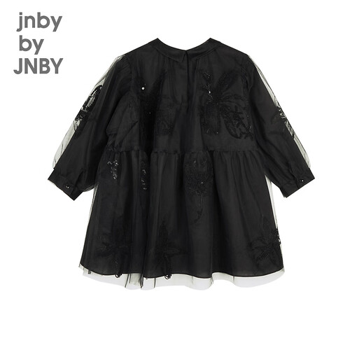 
jnby by JNBY Jiangnan cloth children's clothing autumn dress mesh long sleeve cute matte beads girls children 1N7G12190 001 black 160 cm
