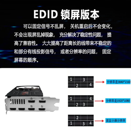 
Xingqimei 750/1050/1650 with EDID lock screen 4-screen graphics card native interface stock trading projection splicing monitoring can be used in small chassis 1050TI 4G with lock screen