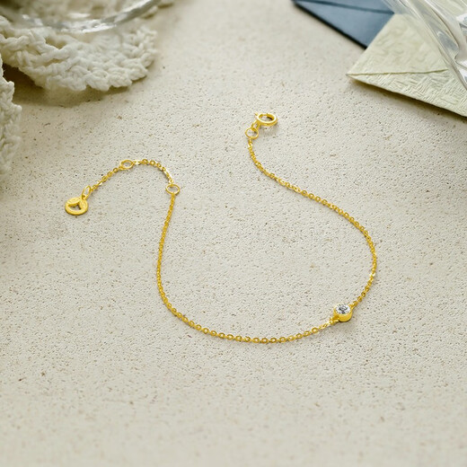 Saturday Fortune (ZLF) 18K gold diamond bracelet for women, bright colored gold, simple one-hand jewelry, holiday gift for girlfriend, 16cm + tail chain 3cm