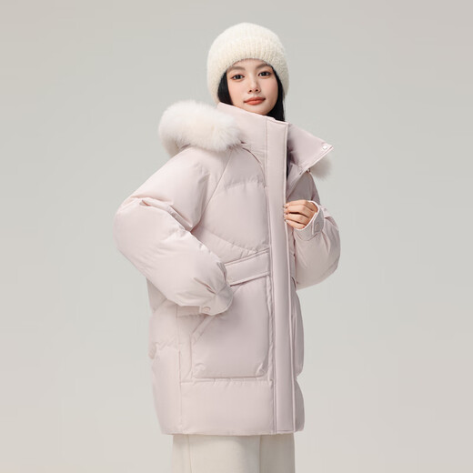 Schneefliege 2024 neues Modell für vielseitige Fuchsfuchskragen warm und abnehmbarer Hut -Down -Jacke modisches einfaches lässiges Parfümpulver 1105 155/80a