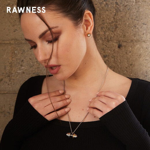 Rawness dumbbell necklace rotating barbell plate fitness fashion brand Qijian pendant custom couple jewelry male birthday gift 35mm for boys to wear (large L)