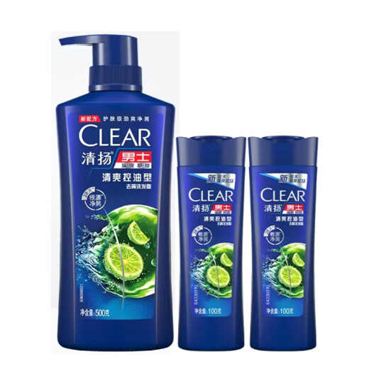 清扬（CLEAR）男士去屑洗发水清爽控油活力运动型青柠薄荷醇蓬松洗头膏冰感洗发 清扬清爽控油500g+100g*2体验装