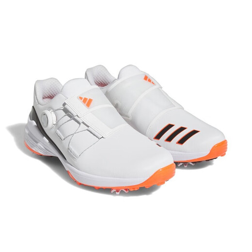 Adidas golf shoes men's ZG23 series new fashion lightweight anti-slip water-splashing BOA comfortable sports shoes GY9716 white/number one black/semi-fluorescent red 45