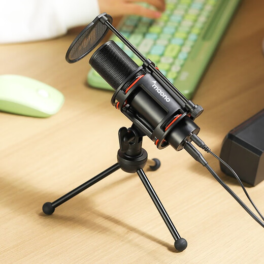 Maono microphone computer microphone mobile phone live broadcast equipment karaoke game recording dubbing usb noise reduction card 471ts condenser microphone PM471TS + recording dubbing karaoke + off-axis noise suppression black technology
