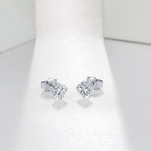 Saturday Fortune PT950 platinum earrings for women, square national flower PT093962, about 1.36g, a pair, birthday gift