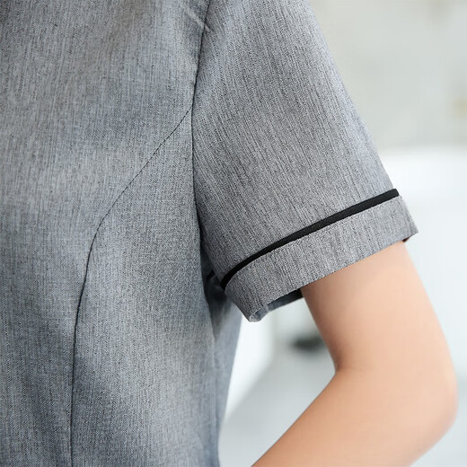 Haozhicheng cleaning clothes short-sleeved summer clothes cleaning work clothes set property hotel guest room attendant work clothes women's cleaning clothes short-sleeved summer clothes cleaning work light gray L