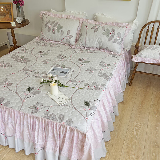 Antarctic bedding full cotton thickened bed skirt four-piece set Twill quilt cover pure cotton clamped bed skirt quilt cover bedding set Cotton clamped set - 1.8m bed skirt four-piece set [Quiet cover 200x230]