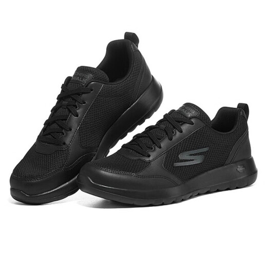 斯凯奇（Skechers）男鞋夏季2025新款运动鞋轻便网面休闲鞋黑色透气软底中老年老人鞋 216166-BBK 40