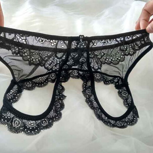 The long night of men's underwear, sexy thong underwear, fully transparent, revealing hair, tempting husbands and men, black, front and back openings, XXXL plus fattening