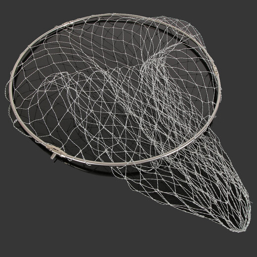 DiaoLongWang stainless steel net rod, fishing net head, folding fish net bag, fishing gear net, fishing net accessories, net head, black fine eye, 50cm