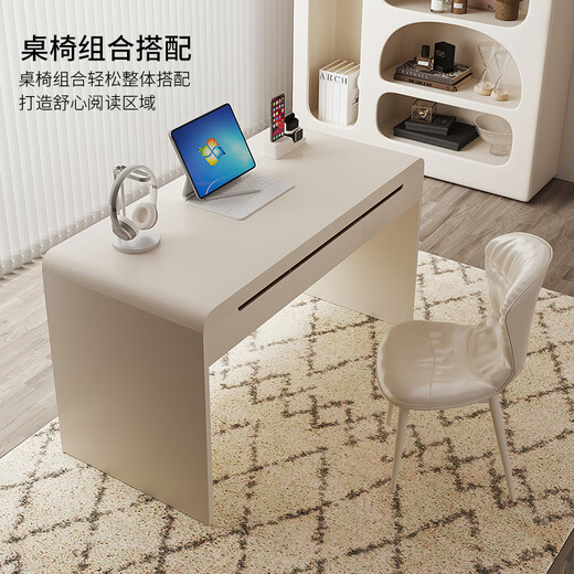 Nuange Hut cream style solid wood desk French light luxury computer table home bedroom study table office desk small apartment medical beauty table cream single table 110*50*75cm