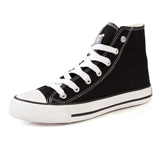 Huili Classic High-Top Canvas Zapatos Versátiles de moda Moda y zapatos para mujeres Zapatos casuales Zapatos WXY-473T Negro 42