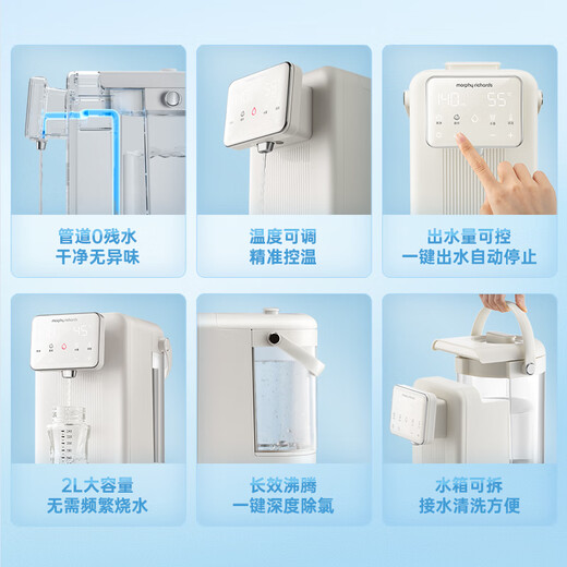 Morphyrichards water dispenser multi-stage temperature control kettle one-click dechlorination constant temperature kettle maternal and infant grade material quantitative fixed temperature milk foaming machine all stainless steel pipe 0 residual water MR5300A 2L newly upgraded all stainless steel pipe MR5300A