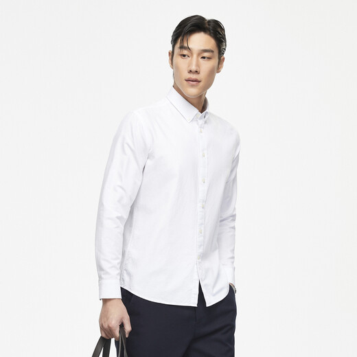 YOUNGOR long-sleeved shirt men's Oxford spinning shirt bamboo pulp fiber Oxford spinning elastic comfortable comfortable breathable VLNX139827BKA white 41