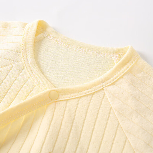 Xin Yueqing Newborn baby jumpsuit, spring and autumn style, hand and foot protection, newborn clothes, one-month-old baby pajamas, home clothes, yellow jacquard mommy bag, hand and foot one-piece 52cm