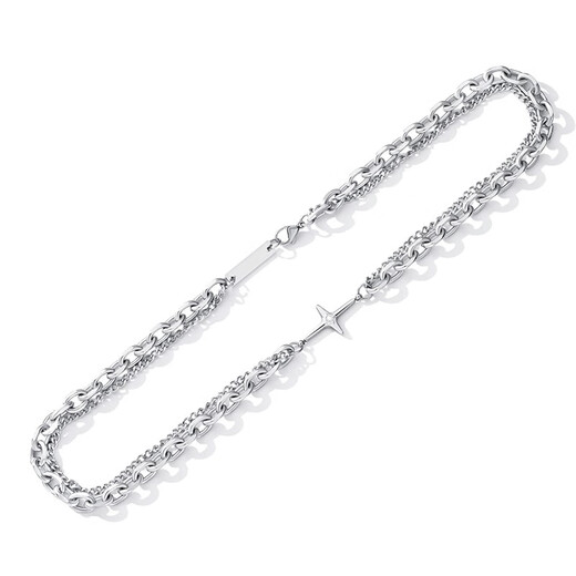 AHK stackable necklace men's trendy titanium steel hip-hop jewelry anniversary birthday gift for boyfriend and husband upgraded electroplating smooth and wear-resistant + four-pointed star square card