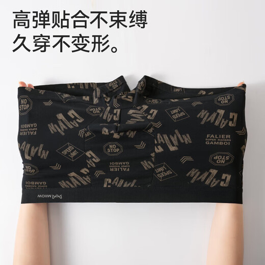 MiiOW Men's Underwear Men's Fashion Printed Underwear 60S Xinjiang Combed Cotton 100% Cotton Antibacterial Bottoms 4 Pack