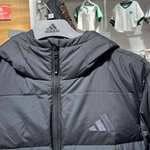 阿迪达斯 （adidas）羽绒服男装2025春季新款情侣同款拒水防泼600蓬鸭绒保暖连帽外套 JV6187黑色 3XL
