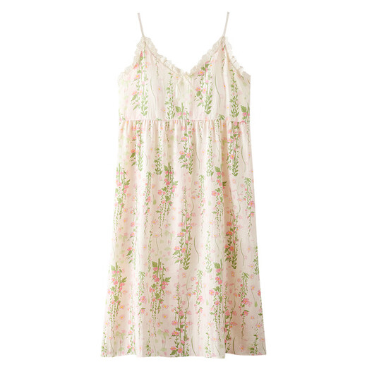 Modal Cloud Cotton Suspender Nachthemd für Frauen mit Brustpolster sexy reine und sexy Pyjamas für Frauen Sommer gestreift gedruckt zu Hause Kleidung QM6627 L