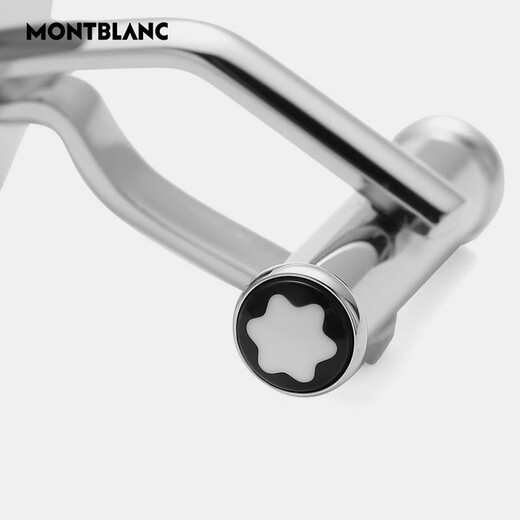 万宝龙（MONTBLANC）男士钢/树脂商务袖扣银色蓝色礼物送男友 116655