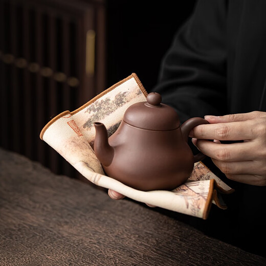 Su's Ceramic Tea Towel, Chinese Fashion Waterproof Tea Mat, Bamboo Mat, Retro Chinese Table Flag, Fabric Dry Tea Towel Mat, Two