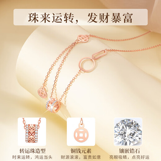 Molan Small Waist Necklace Women's S925 Silver Light Luxury Transfer Beads Clavicle Chain Birthday Anniversary Gift for Girlfriend