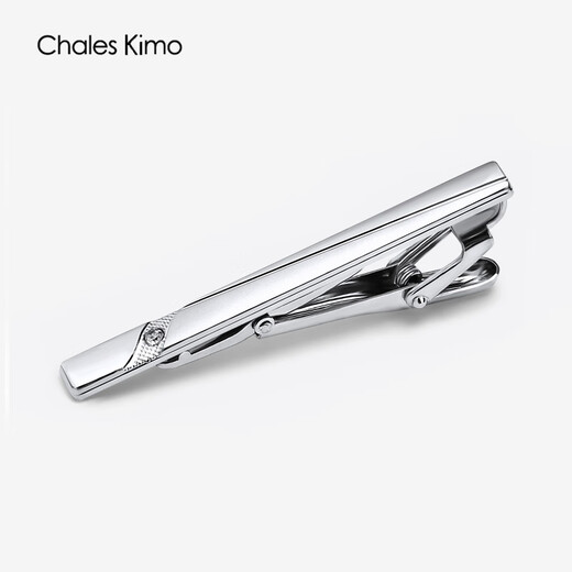
CHALES KIMO Silver Tie Clip Men's Formal Clip Fixed Pin 5.5*0.5 07-Tie Clip