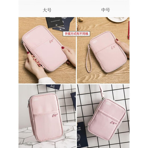 RFID-Reisepass-Tasche, tragbare Dokumententasche, Aufbewahrungstasche, wasserdicht, Ticket-Clip, Dokumententasche, Schutzhülle, Reisen ins Ausland, Rosa, mittlere Größe