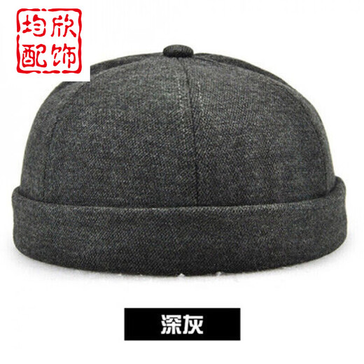 均欣 新品瓜皮帽瓜皮帽子地主帽男雅痞春秋夏季潮款中老年人复古水手帽无沿 西瓜帽 12788黑色 58CM标准码