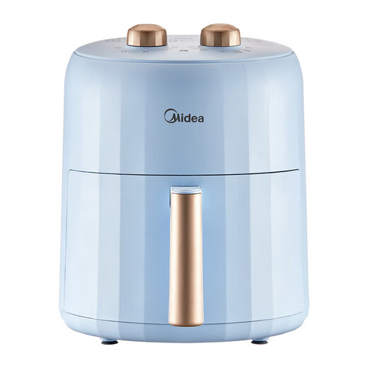 Midea Air Fryer Hogar completamente automática Multifunción Multifunción Freidora eléctrica a gran capacidad Freidora francesa Circulación de aire caliente sin ventana de visualización de la freidora francesa de temperatura de temperatura de doble botón KZE5012 Gran capacidad-4.7L
