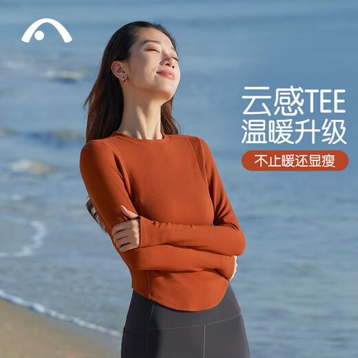 Aixiabu autumn and winter thickened and warm high-end yoga clothes tops for women small Pilates sports and fitness clothes short long sleeves _A24402QRACA Maple Leaf Red L