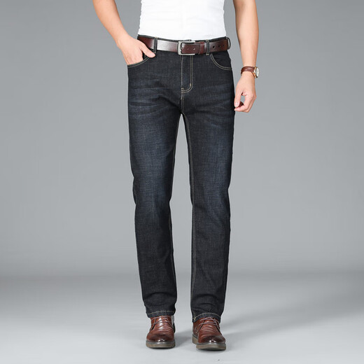Jeans de Kangaroo (Daishu) para hombres en primavera y otoño Nuevo estilo para mediana edad y jóvenes de la cintura alta delgada Fit Free Free Iron Business Casual Men's pantalones Hx687 Azul 38