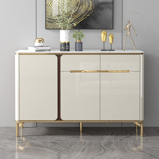 Beliebter Eindruck (Liuxingyinxiang) [Türinstallation] Leichte Luxus-Rock-Platte Sideboard Moderner einfacher Weinschrank Schrank Haushaltsküche Lagerschrank [Lackfrei + Farbe] 104*40*95