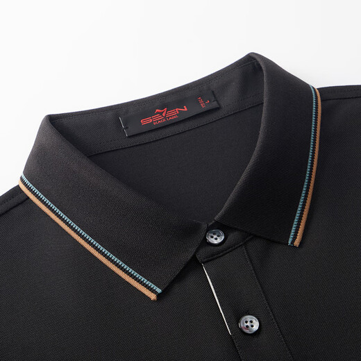 Qipai polo shirt men's short-sleeved thin business casual lapel polo shirt 5A antibacterial/2A anti-mite 1JT70130 Black L